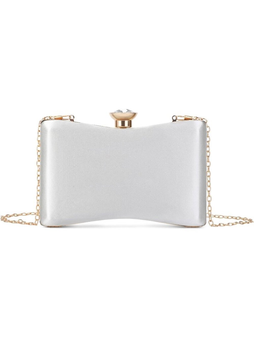 〽️Women's Silver Sparkling Clutch Purse Detachable Chain Wedding Evening Bags